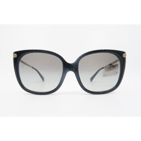 COACH HC8272 5002/11 New Glossy Black-Gold/Gray Women's Sunglasses - Picture 1 of 8